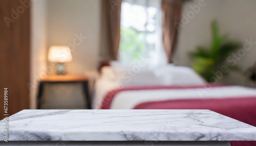Elegance on Display: Marble Table in Bedroom Setting