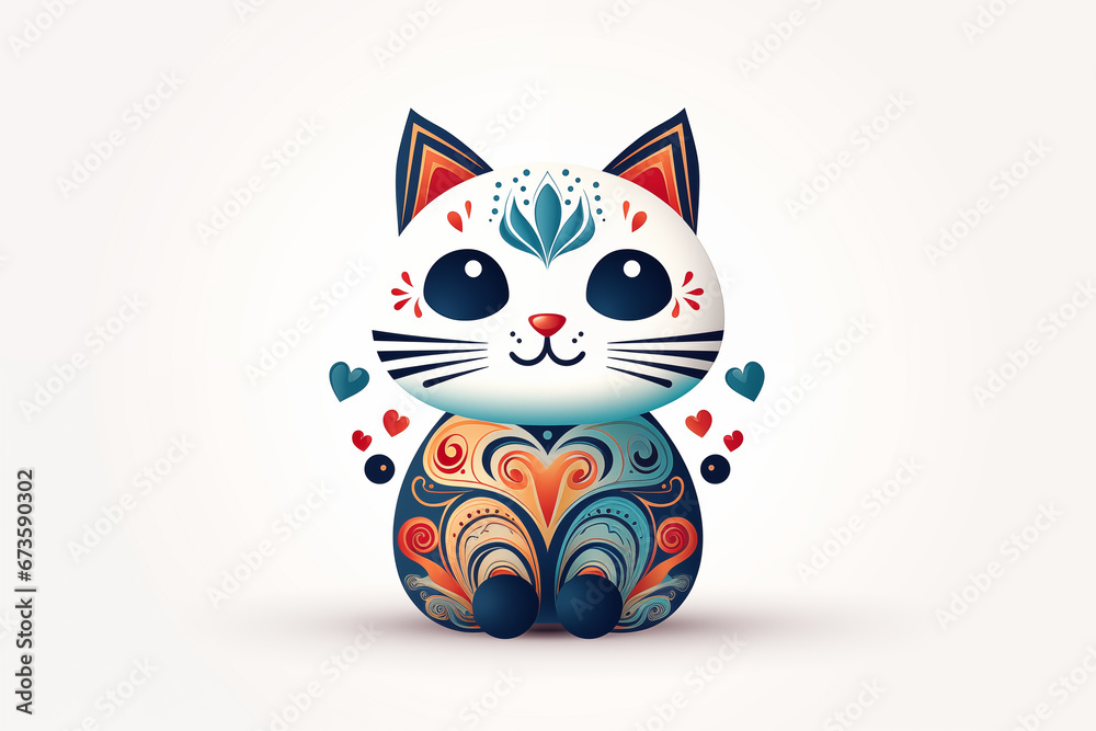 Colorful line cat vector for logos artwork and decorations.