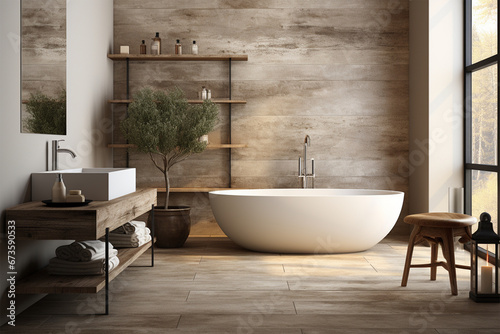 minimalist room with a bathtub