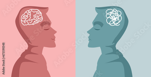Adult Man Dealing with Mental Health Problems Vector Conceptual Illustration. Person recovering from an anxious state of mind with proper therapy
