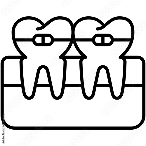Braces Icon. Tooth Restoration Care Symbol Stock Illustration. Vector Line Icons For UI Web Design And Presentation