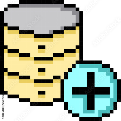 Data, Pixelart, Plus, Add, Database Collection Set. 