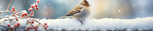 A Banner Photo of a Sparrow in a Winter Setting © Nathan Hutchcraft