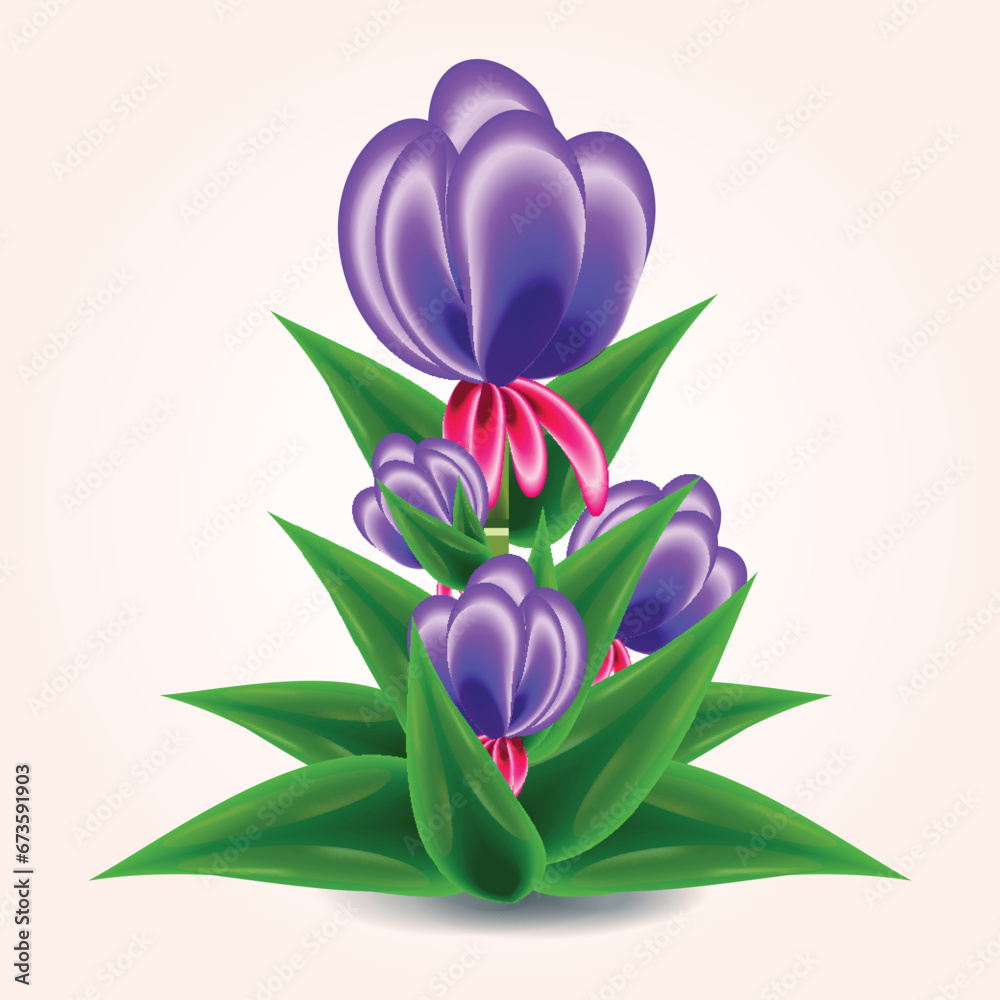 Fototapeta premium illustration of a flower plant with green leaves