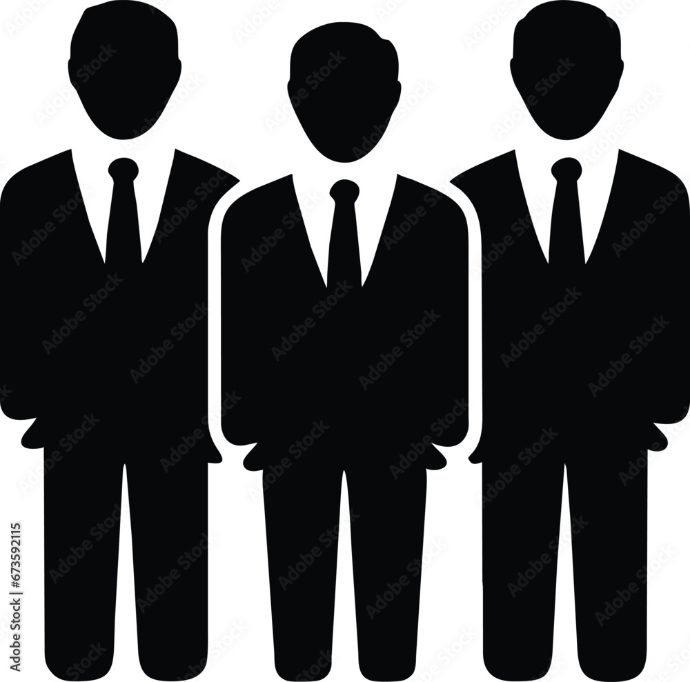 Symbolic icon that represents a group of three business people. Symbolic icon that represents a group of three business people.
