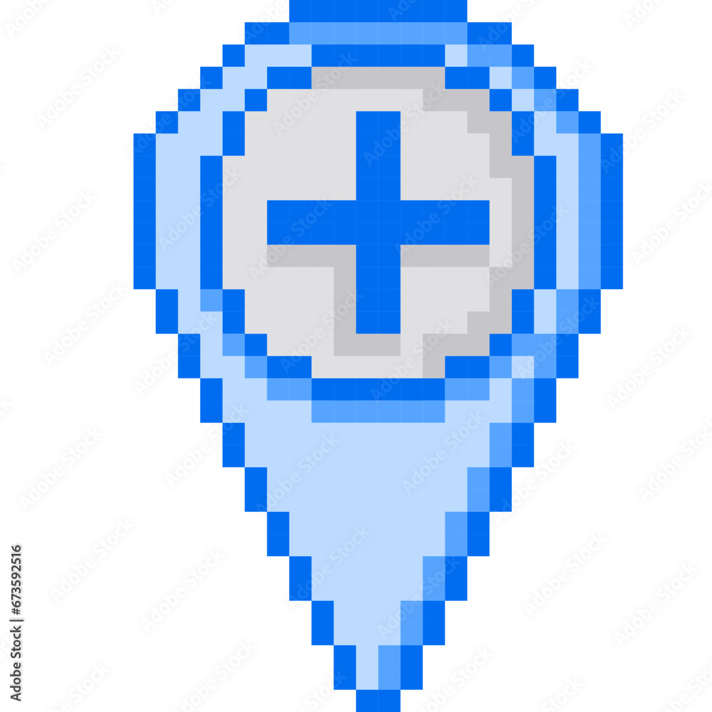 Obraz premium Pin, Plus, Pixelart, Add, Position Collection Set. 