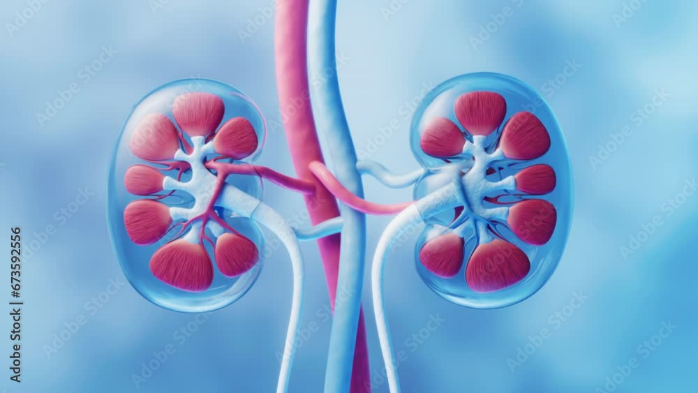 Kidney with biology and health care concept, 3d rendering.