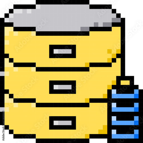 Database Battery, Data, Charge, Pixelart Art, Server Collection Set. 