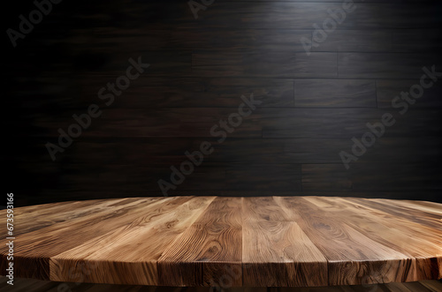 empty wooden table with dark background mockup ai generated