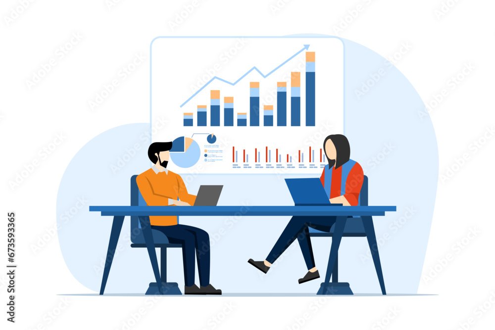 Accounting or finance concept, Person who calculates and analyzes personal or company budget, Character who manages finances. business plan and budget, accountant, economy, flat vector illustration. Accounting or finance concept, Person who calculates and analyzes personal or company budget, Character who manages finances. business plan and budget, accountant, economy, flat vector illustration.