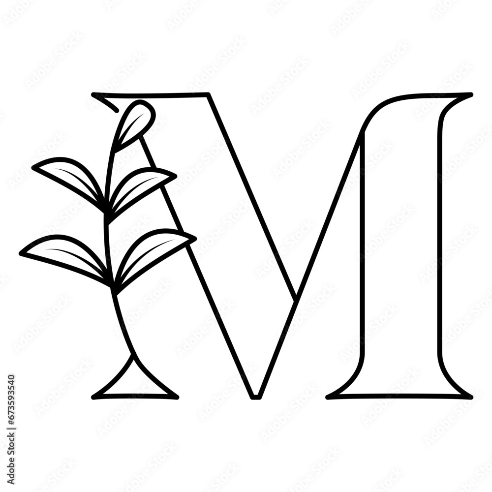 Floral Botanical Alphabet Vector Design Floral Botanical Alphabet Vector Design
