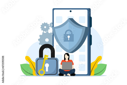 Concept of personal data security, online cyber data security, internet security or information privacy. internet security or information privacy. cyber data. the software accesses confidential data.