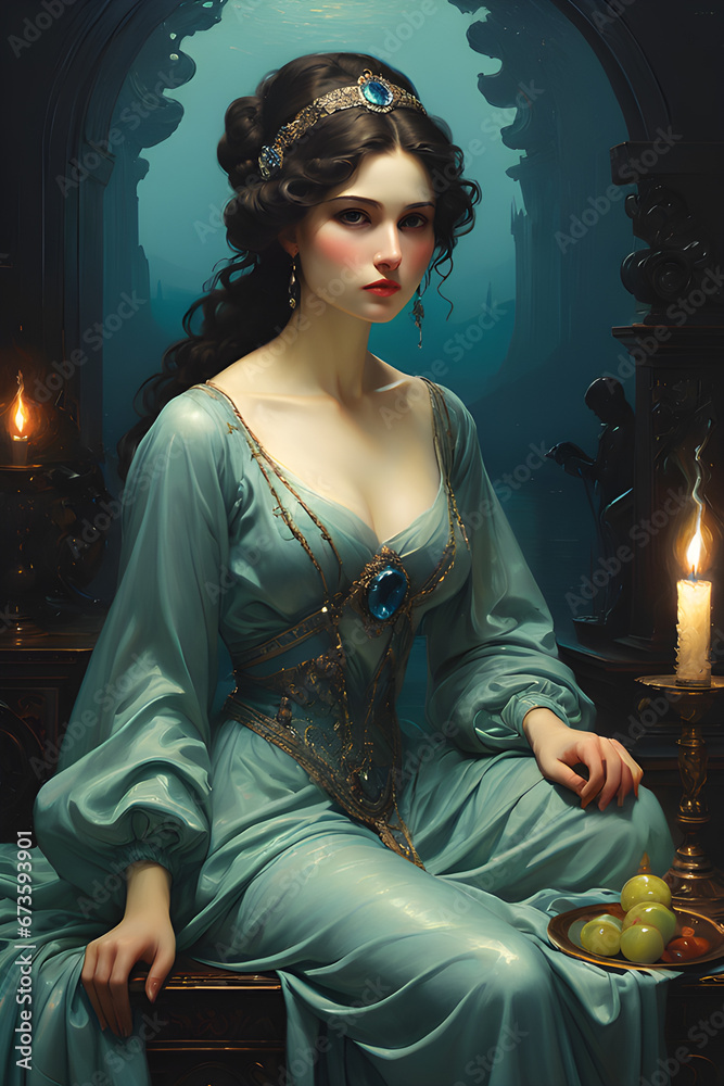 Fototapeta premium Mystery girl in the dark night