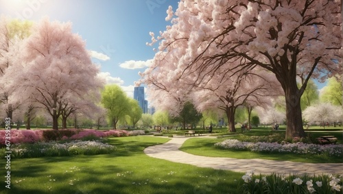 Tranquil Cherry Blossom Forest: Serene Spring Scenic Beauty 