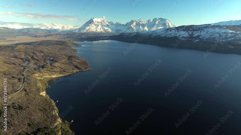 Nordenskjold Lake in Torres del Paine National Park in Chile, Aerial
