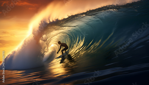 Fototapeta Naklejka Na Ścianę i Meble -  Surfer on wave barrel surf