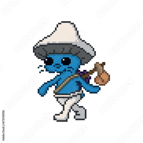 Fotografi Blue smurf, pixel art meme