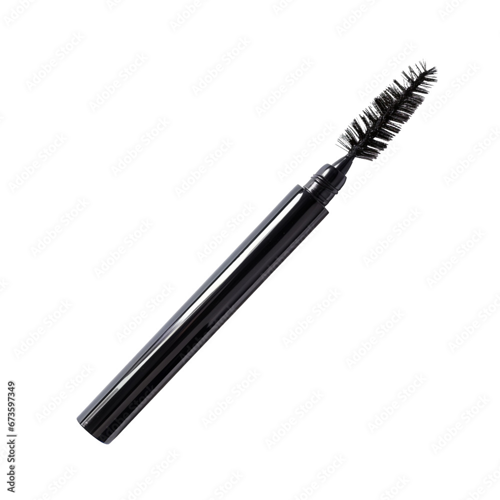 A mascara wand, showcasing its brush. isolated on white background A mascara wand, showcasing its brush. isolated on white background