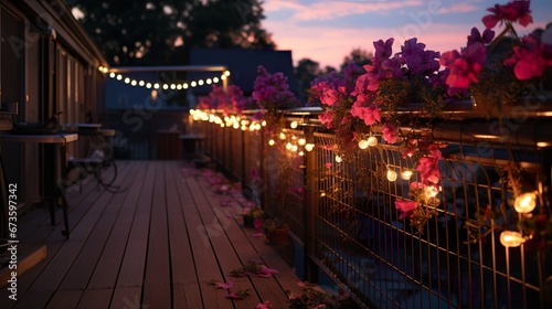 cute balcony decoration twinkling lights outdoor © Ahmad