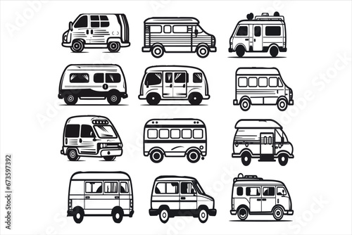 School all element and buses vector bundle 