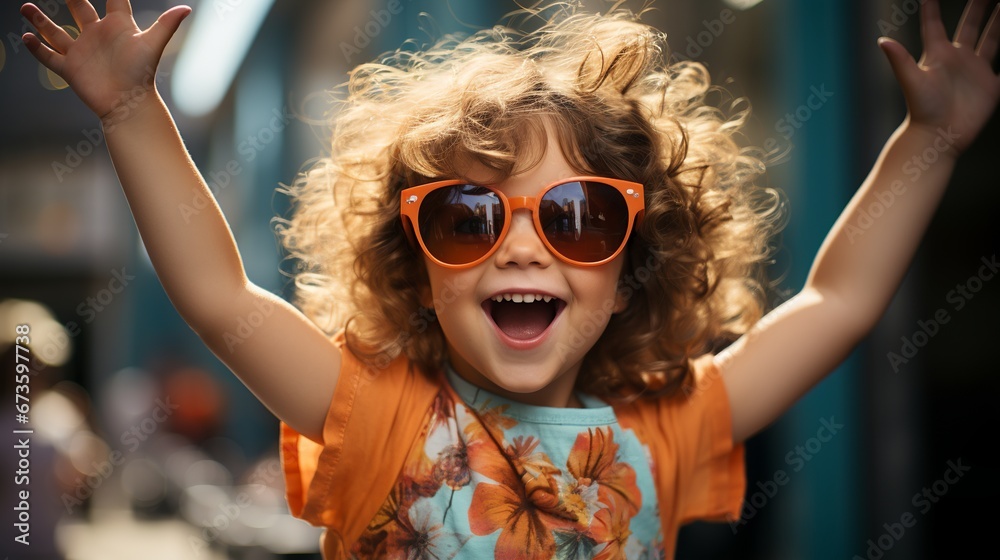 Happy little girl in sunglasses