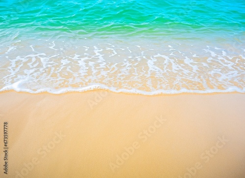 waves on the beach, blue waves with beach sand, beach with waves, beach edge, waves, beach, beach sand, bright, blue © yogia10