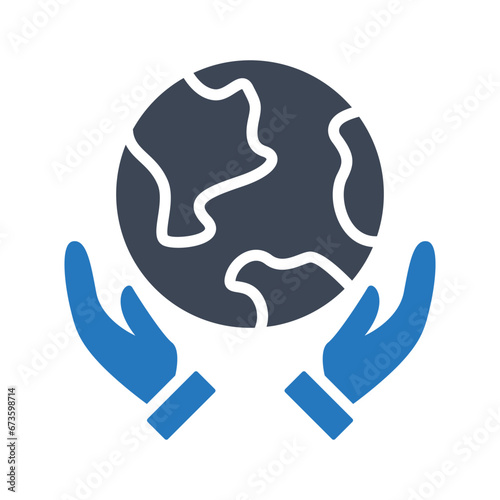 Planet earth care vector icon