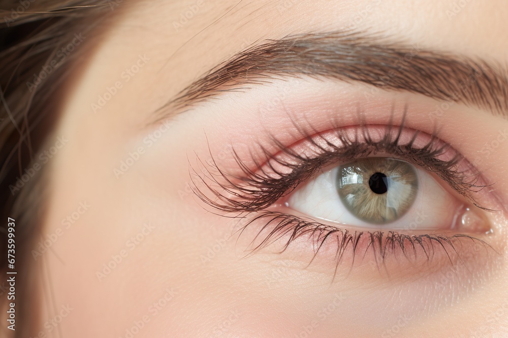 Fototapeta premium advertising photography of beautiful natural eyelashes profile, subtle elegant makeup