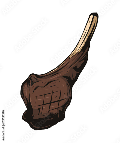 tomahawk meat steak vector drawing