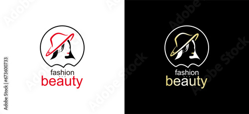 Women's fashion hat logo design, symbol of women's beauty accessories