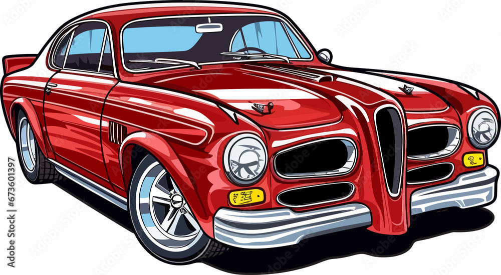 Pontiac GTO Vintage Car Illustration ,Old Vintage Car Illustration
