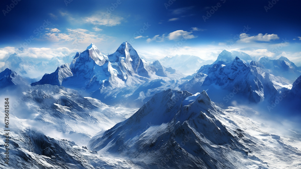 image of snow-capped mountain range
