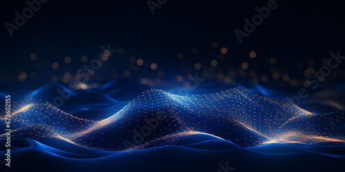 Abstract futuristic wave background network connection dots and lines Tech Wave with Dots and Lines 