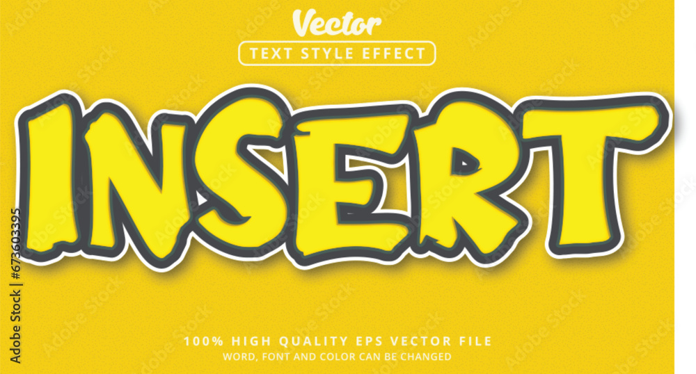 Editable text effect, Insert text on smooth yellow effect and glossy