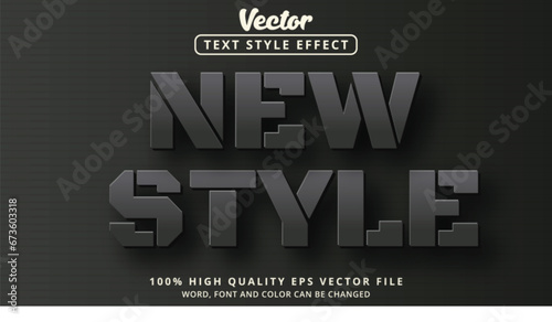 Editable text effect, New Style text with color black bold style effect and metallic