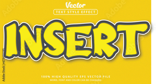 Editable text effect, Insert text on smooth yellow effect and glossy
