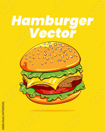 vector of a delicious looking hamburger
