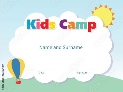 Certificates kindergarten and elementary, Preschool Kids Diploma certificate pattern design template, Cartoon background Cute students, Certificate of kids