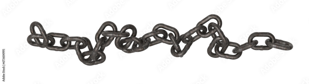 Obraz premium Linked metallic chains isolated. Png transparency