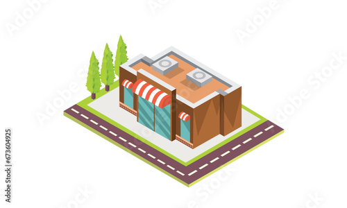 isometric mall building.on white background.3D design.isometric vector design Illustration.