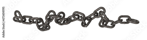 Linked metallic chains isolated. Png transparency
