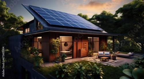 House that has solar panels on the roof.