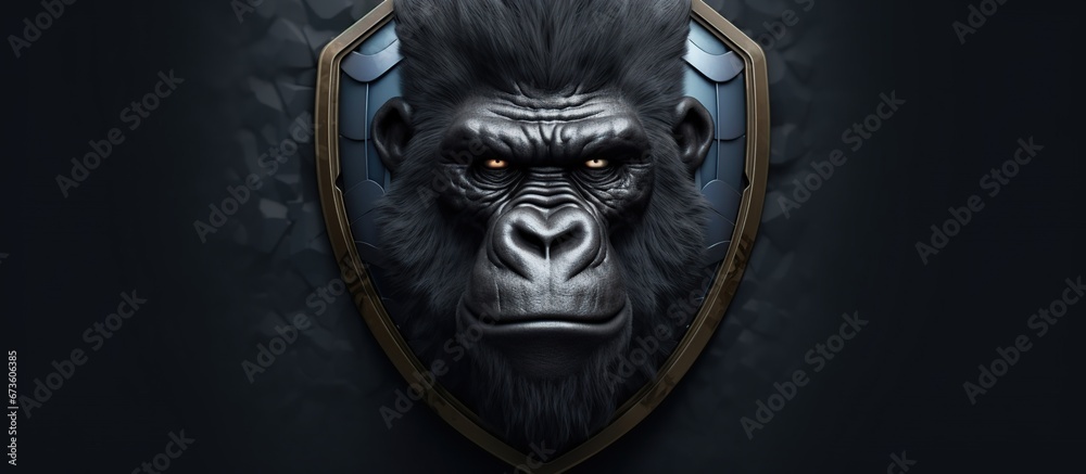 illustration of a gorilla head inside a shield. The high-resolution Esport Gaming logo is suitable for your team's mascot.