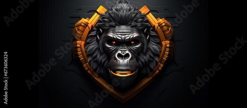 illustration of a gorilla head inside a shield. The high-resolution Esport Gaming logo is suitable for your team's mascot.