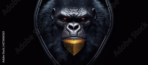 illustration of a gorilla head inside a shield. The high-resolution Esport Gaming logo is suitable for your team's mascot.