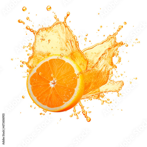 photorealistic image of an orange juice splash. splash of orange fruit juice with drops and splashes. © Татьяна Гончарук