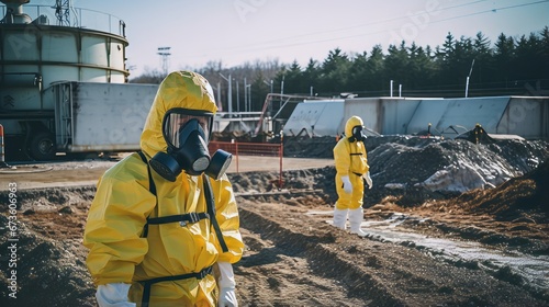 Fotografia A radioactive waste disposal site with security personnel
