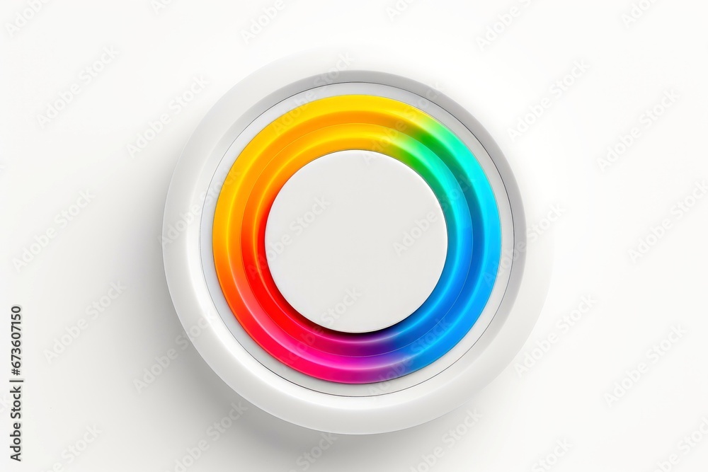 Abstract high tech multicolor button on white background Abstract high tech multicolor button on white background