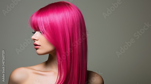 A single strand of deep pink hair against a plain canvas