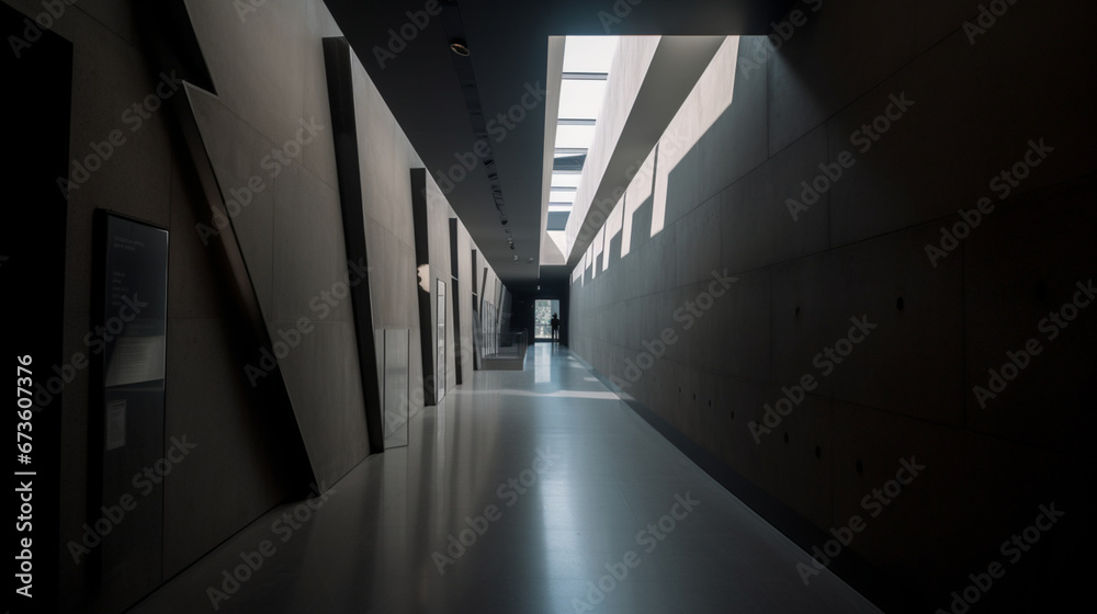 a modern building tall straight passageway a modern building tall straight passageway